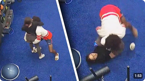 CCTV footage of a woman fighting off attacker at a gym